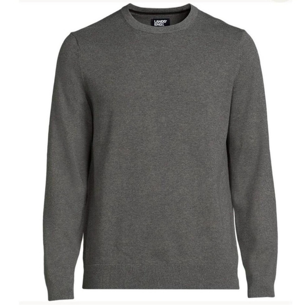 Lands End NWT Unisex Charcoal Heather Crew Neck Sweater XXL